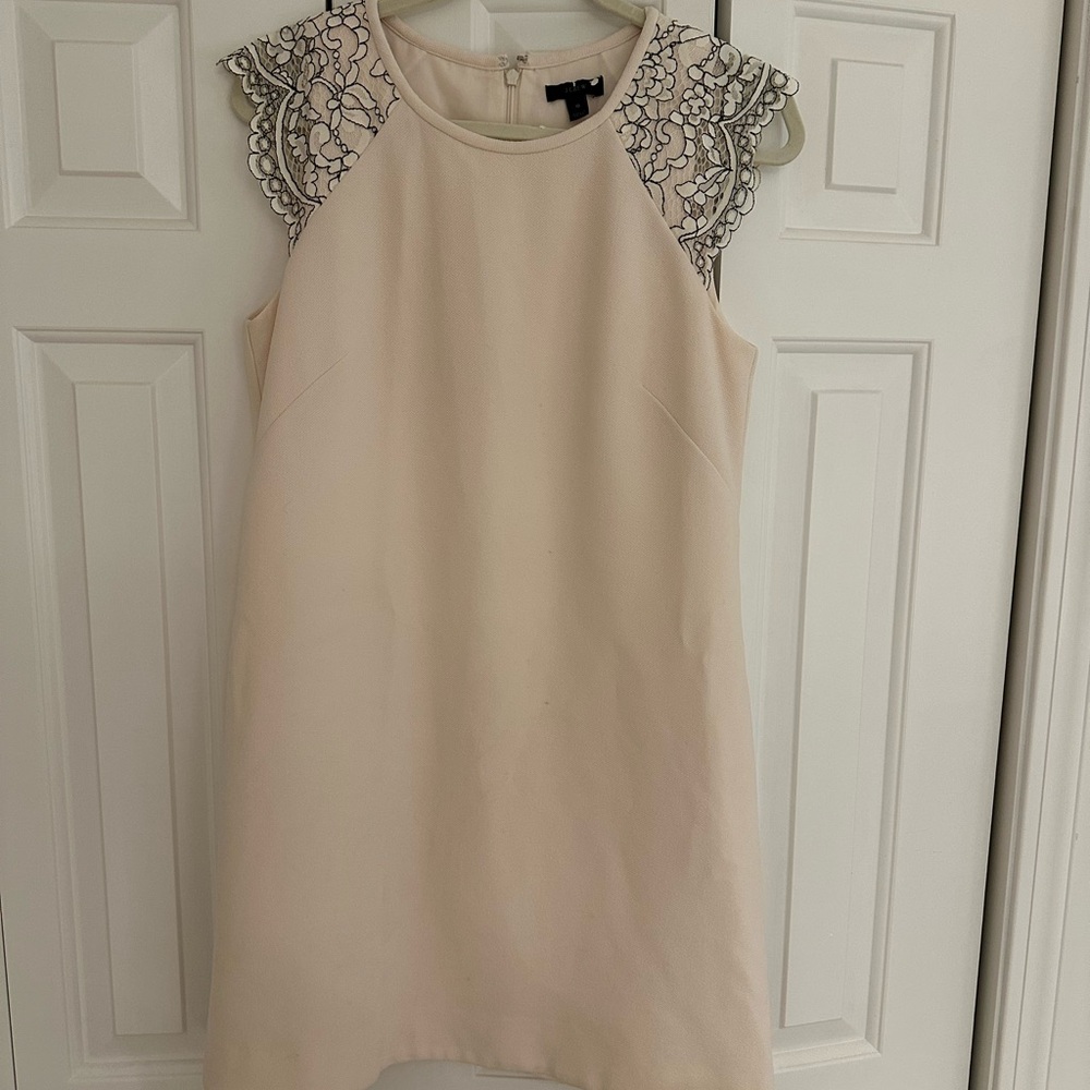 J Crew Cream Lace Sleeve Dress - size 10